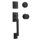 Baldwin Reserve DCLAJXCONCRR190 Double Cylinder La Jolla Handleset with Contemporary Knob and Contemporary Round Rose with 6AL Latch and Dual Strike Satin Black Finish - NA - NA