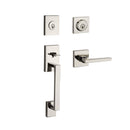 Baldwin Reserve DCLAJXSQUCSR141 Double Cylinder La Jolla Handleset with Square Lever and Contemporary Square Rose with 6AL Latch and Dual Strike Bright Nickel Finish - NA - NA