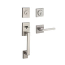 Baldwin Reserve DCLAJXSQUCSR150 Double Cylinder La Jolla Handleset with Square Lever and Contemporary Square Rose with 6AL Latch and Dual Strike Satin Nickel Finish - NA - NA