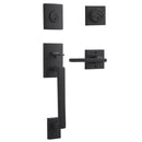 Baldwin Reserve DCLAJXSQUCSR190 Double Cylinder La Jolla Handleset with Square Lever and Contemporary Square Rose with 6AL Latch and Dual Strike Satin Black Finish - NA - NA