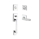 Baldwin Reserve DCLAJXSQUCSR260 Double Cylinder La Jolla Handleset with Square Lever and Contemporary Square Rose with 6AL Latch and Dual Strike Bright Chrome Finish - NA - NA