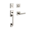Baldwin Reserve DCLAJXTUBCSR141 Double Cylinder La Jolla Handleset with Tube Lever and Contemporary Square Rose with 6AL Latch and Dual Strike Bright Nickel Finish - NA - NA