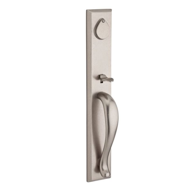 Baldwin Reserve DCLONXARCLRAR492 Double Cylinder Longview Handleset with Left Hand Arch Lever and Rustic Arch Rose with 6AL Latch and Dual Strike White Bronze Finish - Left Hand - NA