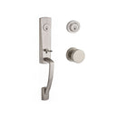 Baldwin Reserve DCMIAXCONCRR150 Double Cylinder Miami Handleset with Contemporary Knob and Contemporary Round Rose with 6AL Latch and Dual Strike Satin Nickel Finish - NA - NA