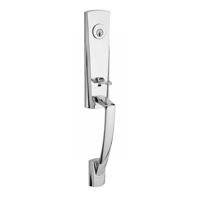 Baldwin Reserve DCMIAXSQULCRR260 Double Cylinder Miami Handleset with Left Hand Square Lever and Contemporary Round Rose with 6AL Latch and Dual Strike Bright Chrome Finish - Left Hand - NA