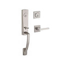 Baldwin Reserve DCMIAXSQULCSR150 Double Cylinder Miami Handleset with Left Hand Square Lever and Contemporary Square Rose with 6AL Latch and Dual Strike Satin Nickel Finish - Left Hand - NA