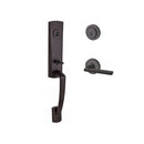 Baldwin Reserve DCMIAXSQURCRR112 Double Cylinder Miami Handleset with Right Hand Square Lever and Contemporary Round Rose with 6AL Latch and Dual Strike Venetian Bronze Finish - Right Hand - NA