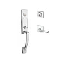 Baldwin Reserve DCMIAXTUBLCSR260 Double Cylinder Miami Handleset with Left Hand Tube Lever and Contemporary Square Rose with 6AL Latch and Dual Strike Bright Chrome Finish - Left Hand - NA