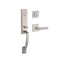 Baldwin Reserve DCMIAXTUBRCSR150 Double Cylinder Miami Handleset with Right Hand Tube Lever and Contemporary Square Rose with 6AL Latch and Dual Strike Satin Nickel Finish - Right Hand - NA