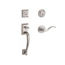 Baldwin Reserve DCNAPXCURLTRR150 Double Cylinder Napa Handleset with Left Hand Curve Lever and Traditional Round Rose with 6AL Latch and Dual Strike Satin Nickel Finish - Left Hand - NA