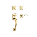 Baldwin Reserve DCNAPXCURLTSR003 Double Cylinder Napa Handleset with Left Hand Curve Lever and Traditional Square Rose with 6AL Latch and Dual Strike Lifetime Brass Finish - Left Hand - NA