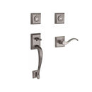 Baldwin Reserve DCNAPXCURLTSR152 Double Cylinder Napa Handleset with Left Hand Curve Lever and Traditional Square Rose with 6AL Latch and Dual Strike Matte Antique Nickel Finish - Left Hand - NA