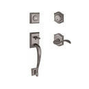 Baldwin Reserve DCNAPXCURRTAR152 Double Cylinder Napa Handleset with Right Hand Curve Lever and Traditional Arch Rose with 6AL Latch and Dual Strike Matte Antique Nickel Finish - Right Hand - NA