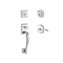 Baldwin Reserve DCNAPXCURRTAR260 Double Cylinder Napa Handleset with Right Hand Curve Lever and Traditional Arch Rose with 6AL Latch and Dual Strike Bright Chrome Finish - Right Hand - NA