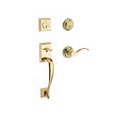 Baldwin Reserve DCNAPXCURRTRR003 Double Cylinder Napa Handleset with Right Hand Curve Lever and Traditional Round Rose with 6AL Latch and Dual Strike Lifetime Brass Finish - Right Hand - NA