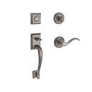 Baldwin Reserve DCNAPXCURRTRR152 Double Cylinder Napa Handleset with Right Hand Curve Lever and Traditional Round Rose with 6AL Latch and Dual Strike Matte Antique Nickel Finish - Right Hand - NA