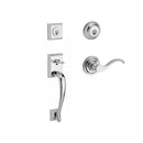Baldwin Reserve DCNAPXCURRTRR260 Double Cylinder Napa Handleset with Right Hand Curve Lever and Traditional Round Rose with 6AL Latch and Dual Strike Bright Chrome Finish - Right Hand - NA