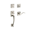 Baldwin Reserve DCNAPXCURRTSR141 Double Cylinder Napa Handleset with Right Hand Curve Lever and Traditional Square Rose with 6AL Latch and Dual Strike Bright Nickel Finish - Right Hand - NA