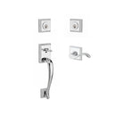Baldwin Reserve DCNAPXCURRTSR260 Double Cylinder Napa Handleset with Right Hand Curve Lever and Traditional Square Rose with 6AL Latch and Dual Strike Bright Chrome Finish - Right Hand - NA