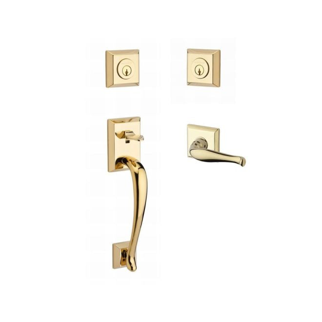 Baldwin Reserve DCNAPXDECLTSR003 Double Cylinder Napa Handleset with Left Hand Decorative Lever and Traditional Square Rose with 6AL Latch and Dual Strike Lifetime Brass Finish - Left Hand - NA