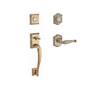 Baldwin Reserve DCNAPXDECRTAR049 Double Cylinder Napa Handleset with Right Hand Decorative Lever and Traditional Arch Rose with 6AL Latch and Dual Strike Matte Brass and Black Finish - Right Hand - NA