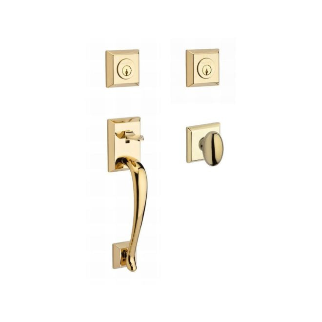 Baldwin Reserve DCNAPXELLTSR003 Double Cylinder Napa Handleset with Ellipse Knob Traditional Square Rose with 6AL Latch and Dual Strike Lifetime Brass Finish - NA - NA