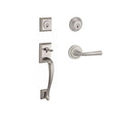 Baldwin Reserve DCNAPXFEDRTRR150 Double Cylinder Napa Handleset with Right Hand Federal Lever and Traditional Round Rose with 6AL Latch and Dual Strike Satin Nickel Finish - Right Hand - NA