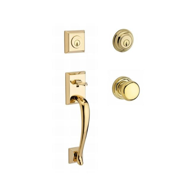 Baldwin Reserve DCNAPXROUTRR003 Double Cylinder Napa Handleset with Round Knob and Traditional Round Rose with 6AL Latch and Dual Strike Lifetime Brass Finish - NA - NA