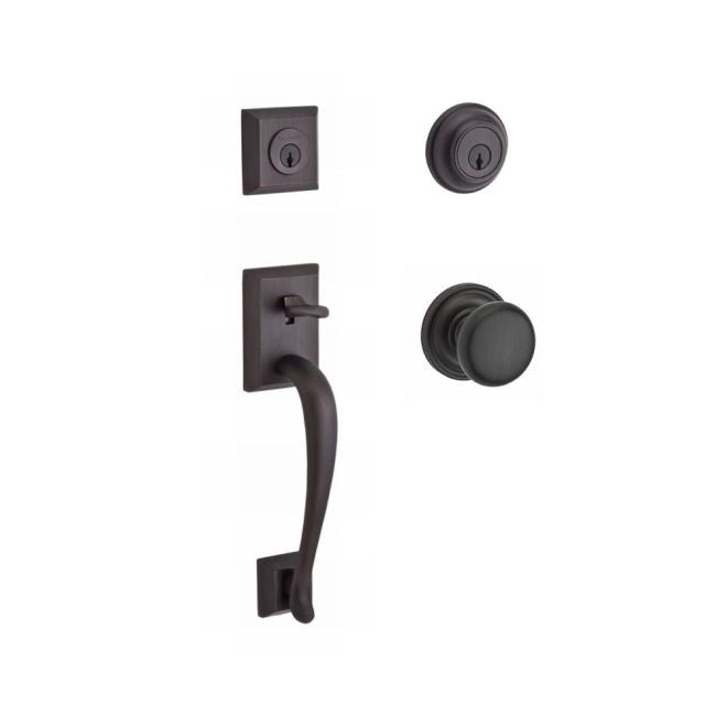 Baldwin Reserve DCNAPXROUTRR112 Double Cylinder Napa Handleset with Round Knob and Traditional Round Rose with 6AL Latch and Dual Strike Venetian Bronze Finish - NA - NA