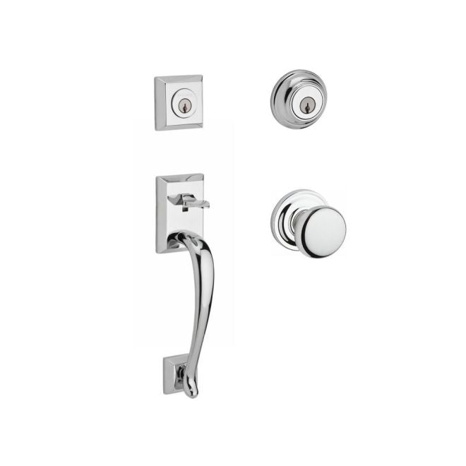 Baldwin Reserve DCNAPXROUTRR260 Double Cylinder Napa Handleset with Round Knob and Traditional Round Rose with 6AL Latch and Dual Strike Bright Chrome Finish - NA - NA