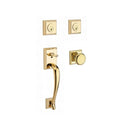 Baldwin Reserve DCNAPXROUTSR003 Double Cylinder Napa Handleset with Round Knob and Traditional Square Rose with 6AL Latch and Dual Strike Lifetime Brass Finish - NA - NA