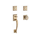 Baldwin Reserve DCNAPXROUTSR049 Double Cylinder Napa Handleset with Round Knob and Traditional Square Rose with 6AL Latch and Dual Strike Matte Brass and Black Finish - NA - NA