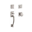 Baldwin Reserve DCNAPXROUTSR150 Double Cylinder Napa Handleset with Round Knob and Traditional Square Rose with 6AL Latch and Dual Strike Satin Nickel Finish - NA - NA