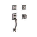 Baldwin Reserve DCNAPXROUTSR152 Double Cylinder Napa Handleset with Round Knob and Traditional Square Rose with 6AL Latch and Dual Strike Matte Antique Nickel Finish - NA - NA