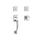 Baldwin Reserve DCNAPXROUTSR260 Double Cylinder Napa Handleset with Round Knob and Traditional Square Rose with 6AL Latch and Dual Strike Bright Chrome Finish - NA - NA