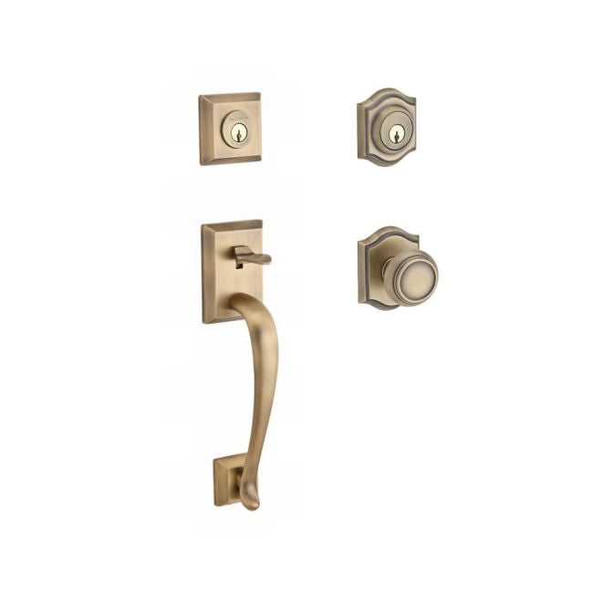 Baldwin Reserve DCNAPXTRATAR049 Double Cylinder Napa Handleset with Traditional Knob and Traditional Arch Rose with 6AL Latch and Dual Strike Matte Brass and Black Finish - NA - NA