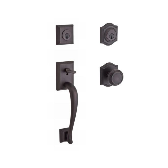 Baldwin Reserve DCNAPXTRATAR112 Double Cylinder Napa Handleset with Traditional Knob and Traditional Arch Rose with 6AL Latch and Dual Strike Venetian Bronze Finish - NA - NA