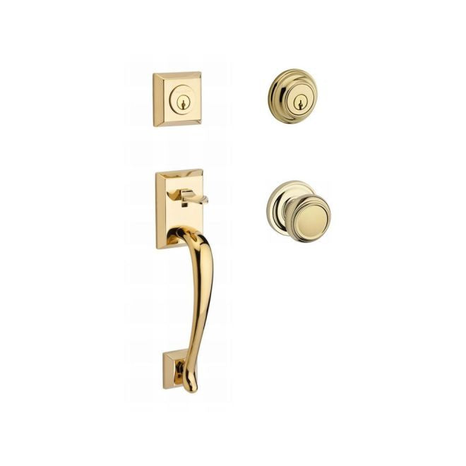 Baldwin Reserve DCNAPXTRATRR003 Double Cylinder Napa Handleset with Traditional Knob and Traditional Round Rose with 6AL Latch and Dual Strike Lifetime Brass Finish - NA - NA