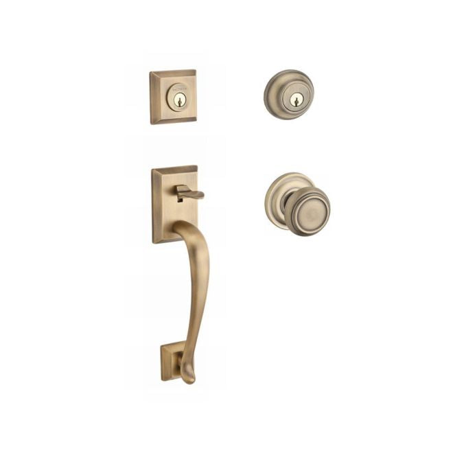 Baldwin Reserve DCNAPXTRATRR049 Double Cylinder Napa Handleset with Traditional Knob and Traditional Round Rose with 6AL Latch and Dual Strike Matte Brass and Black Finish - NA - NA