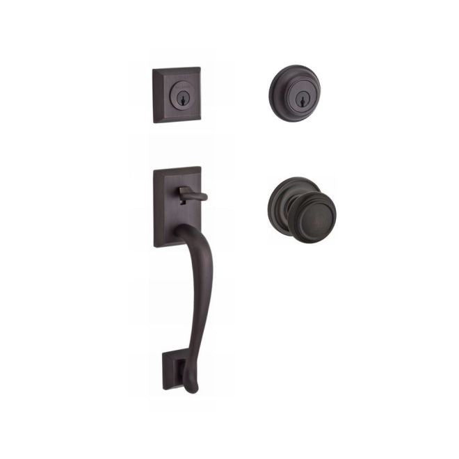 Baldwin Reserve DCNAPXTRATRR112 Double Cylinder Napa Handleset with Traditional Knob and Traditional Round Rose with 6AL Latch and Dual Strike Venetian Bronze Finish - NA - NA