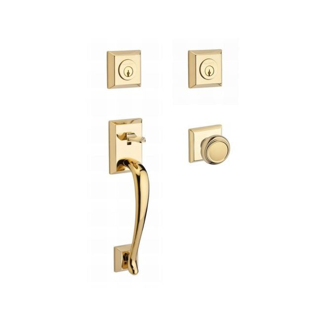 Baldwin Reserve DCNAPXTRATSR003 Double Cylinder Napa Handleset with Traditional Knob and Traditional Square Rose with 6AL Latch and Dual Strike Lifetime Brass Finish - NA - NA