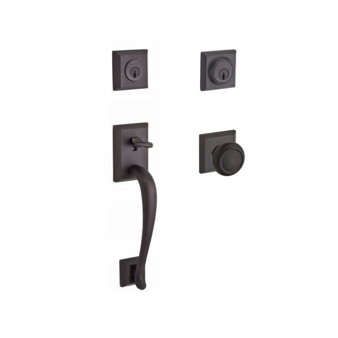 Baldwin Reserve DCNAPXTRATSR112 Double Cylinder Napa Handleset with Traditional Knob and Traditional Square Rose with 6AL Latch and Dual Strike Venetian Bronze Finish - NA - NA