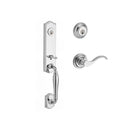 Baldwin Reserve DCNEWXCURLTRR260 Double Cylinder New Hampshire Handleset with Left Hand Curve Lever and Traditional Round Rose with 6AL Latch and Dual Strike Bright Chrome Finish - Left Hand - NA