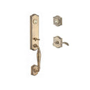 Baldwin Reserve DCNEWXCURRTAR049 Double Cylinder New Hampshire Handleset with Right Hand Curve Lever and Traditional Arch Rose with 6AL Latch and Dual Strike Matte Brass and Black Finish - Right Hand - NA