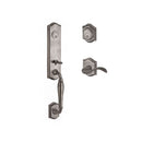 Baldwin Reserve DCNEWXCURRTAR152 Double Cylinder New Hampshire Handleset with Right Hand Curve Lever and Traditional Arch Rose with 6AL Latch and Dual Strike Matte Antique Nickel Finish - Right Hand - NA