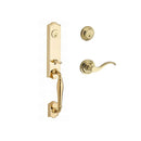 Baldwin Reserve DCNEWXCURRTRR003 Double Cylinder New Hampshire Handleset with Right Hand Curve Lever and Traditional Round Rose with 6AL Latch and Dual Strike Lifetime Brass Finish - Right Hand - NA