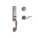 Baldwin Reserve DCNEWXCURRTRR152 Double Cylinder New Hampshire Handleset with Right Hand Curve Lever and Traditional Round Rose with 6AL Latch and Dual Strike Matte Antique Nickel Finish - Right Hand - NA