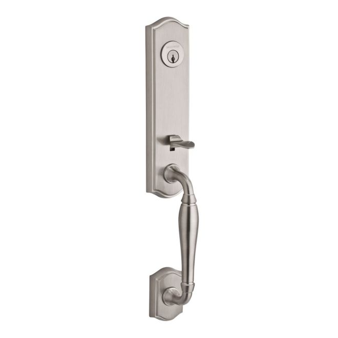 Baldwin Reserve DCNEWXDECLTAR150 Double Cylinder New Hampshire Handleset with Left Hand Decorative Lever and Traditional Arch Rose with 6AL Latch and Dual Strike Satin Nickel Finish - Left Hand - NA