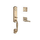 Baldwin Reserve DCNEWXDECLTSR049 Double Cylinder New Hampshire Handleset with Left Hand Decorative Lever and Traditional Square Rose with 6AL Latch and Dual Strike Matte Brass and Black Finish - Left Hand - NA