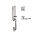 Baldwin Reserve DCNEWXDECLTSR150 Double Cylinder New Hampshire Handleset with Left Hand Decorative Lever and Traditional Square Rose with 6AL Latch and Dual Strike Satin Nickel Finish - Left Hand - NA